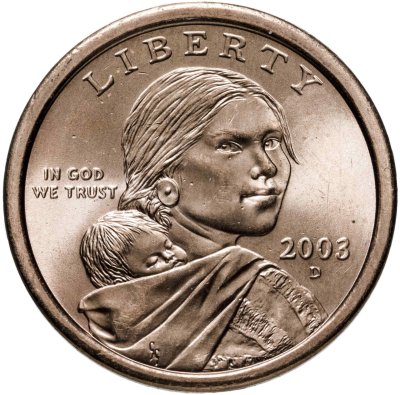 купить США 1 доллар (dollar) 2003 "Sacagawea dollar (Сакагавея доллар - парящий орёл)" знак монетного двора "D" - Денвер