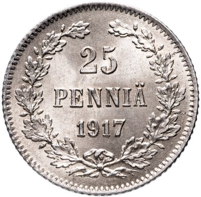 купить 25 пенни (pennia) 1917 S гербовый орел без короны Российская Финляндия