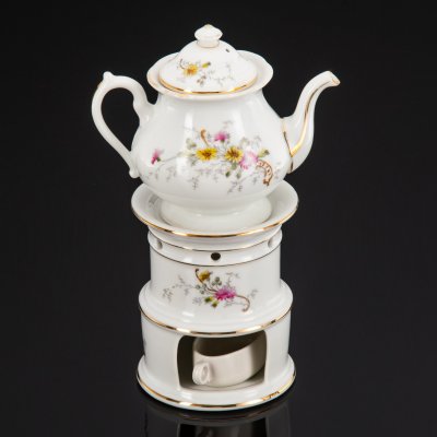 купить Тизаньер, украшенный цветочным декором, Leon Sazerat, фарфор, деколь с подрисовкой, золочение, Limoges, Франция, 1890-1906 гг.