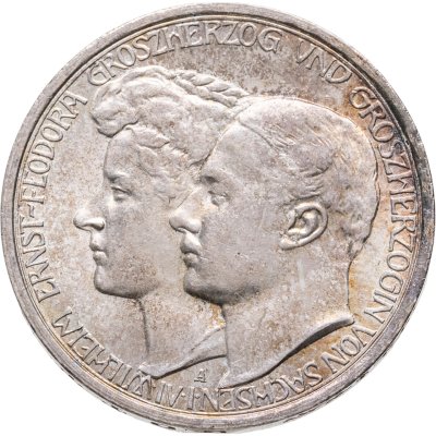 купить Германская империя, Саксен-Веймар-Эйзенах 3 марки (mark) 1910 Свадьба Вильгельма и Феодоры