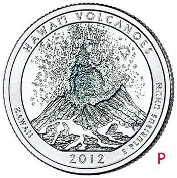 купить США 25 центов (квотер) 2012 P — Национальный парк Гавайские вулканы