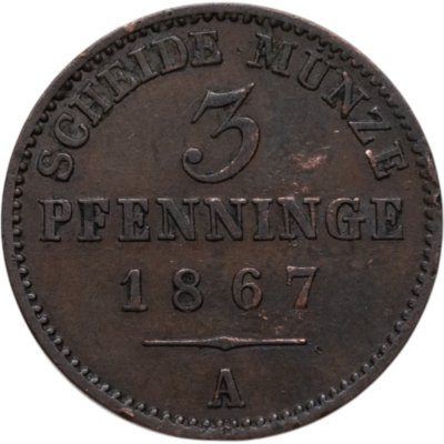 купить Пруссия 3 пфеннига 1867 А
