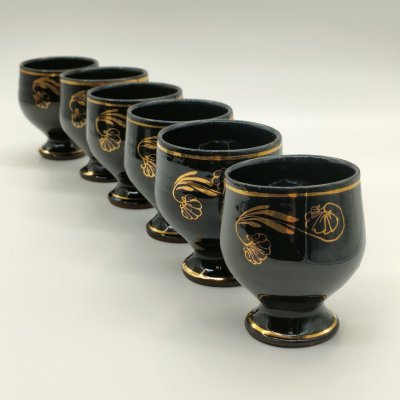 купить Набор из 6-ти кубков с цветочным декором, керамика, золочение, Восточная Европа, 1970-1990 гг.