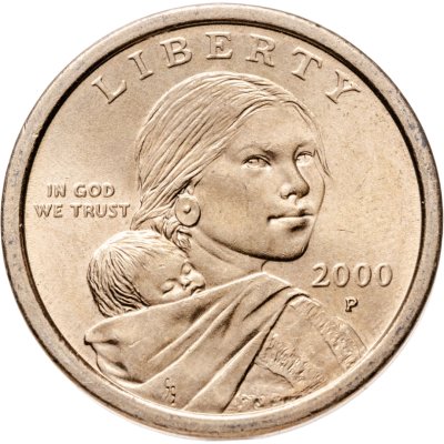 купить США 1 доллар (dollar) 2000 P Sacagawea dollar (Сакагавея доллар - парящий орёл) знак монетного двора "P" - Филадельфия