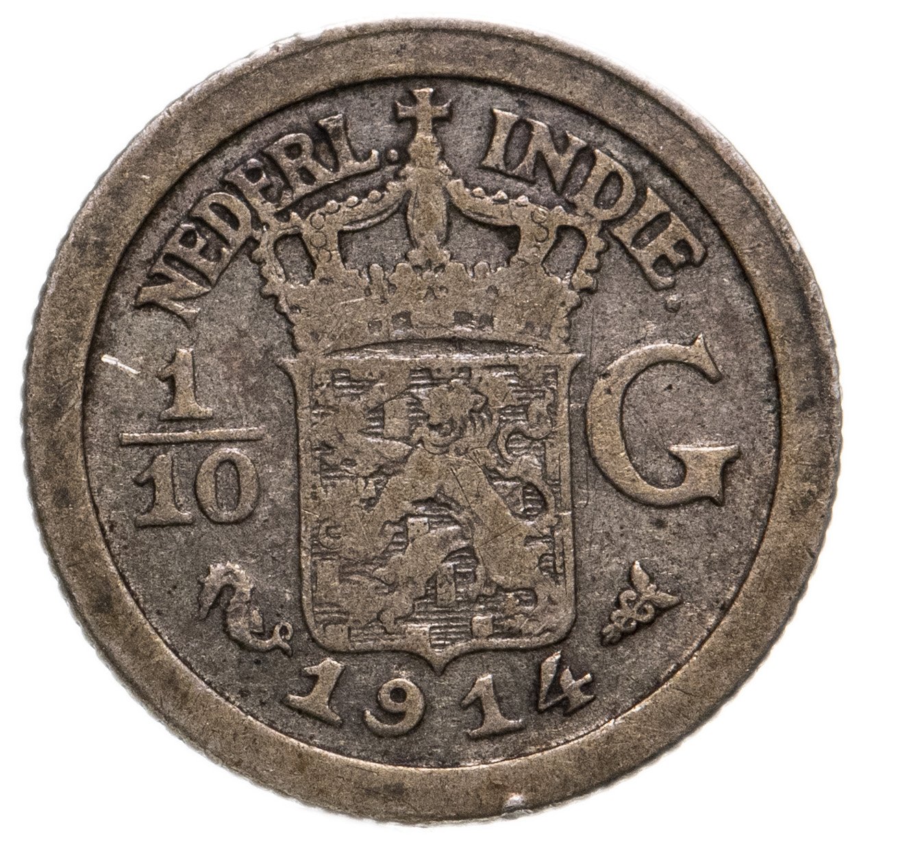 Монета голландская Ост-Индия 1/10 гульдена (gulden) 1914 стоимостью 948 руб.