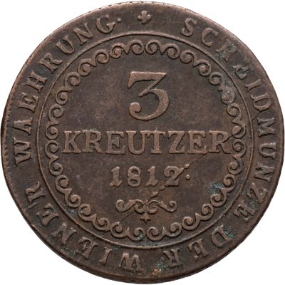 купить Австрия 3 крейцера (kreutzer) 1812, знак монетного двора "S" - Смолник