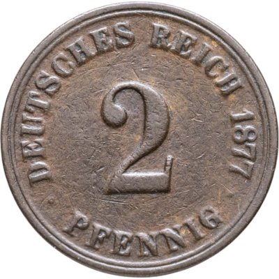 купить Германия 2 пфеннига (pfennig) 1877 A знак монетного двора: "A" - Берлин Германия