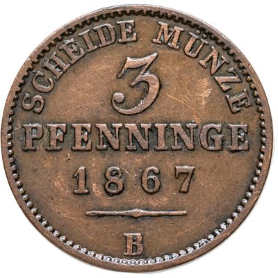 купить Германия, Пруссия 3 пфеннинга 1867 B