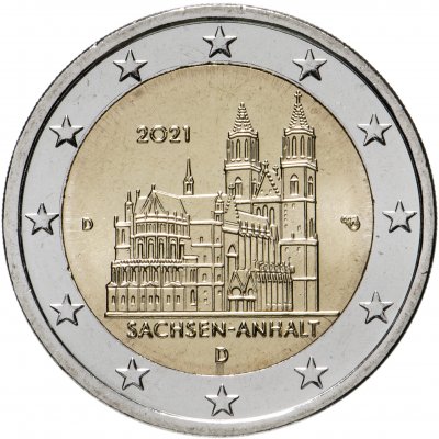 купить Германия 2 евро (euro) 2021 "Федеральная земля Саксония-Ангальт. Магдебургский собор" случайный двор