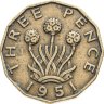 Купить Великобритания 3 пенса (pence) 1951