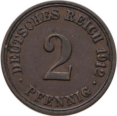 купить Германия 2 пфеннига (pfennig) 1912, знак монетного двора: "А" - Берлин