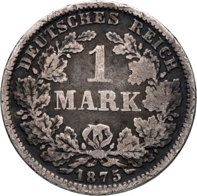 купить Германия 1 марка (mark) 1875 F знак монетного двора: "F" - Штутгарт