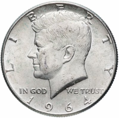 купить США 1/2 доллара (half dollar, полдоллара, 50 центов) 1964 "Кеннеди" без знака монетного двора