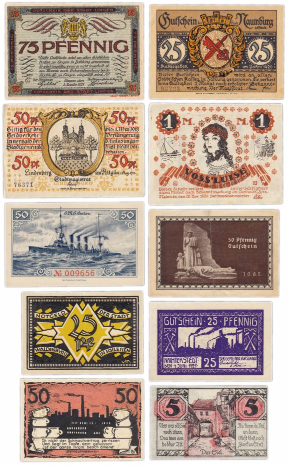 купить Германия (разные земли) набор из 10 нотгельдов 1917-1921