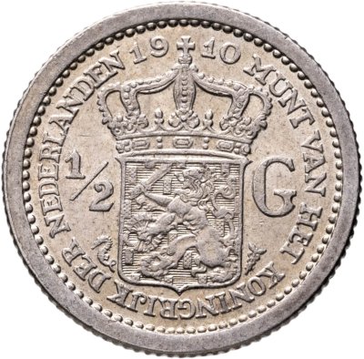 купить Нидерланды 1\2 гульдена (gulden) 1910 Королева Вильгельмина