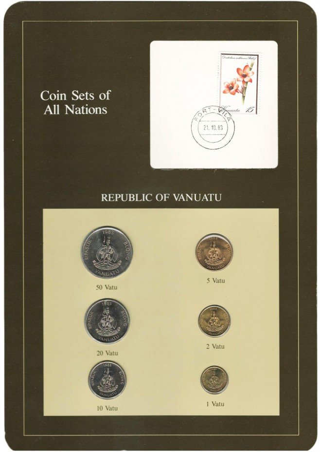 купить Серия "Наборы монет всех стран мира" Вануату (набор из 6 монет и 1 марки в буклете)