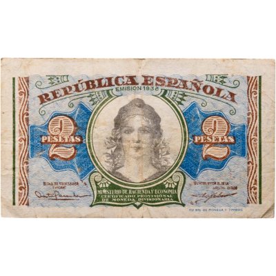 купить Испания 2 песеты 1938 года (Pick 95)