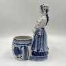 Купить Икорница (солонка) "Рыбачка", автор З.Н. Окулова, фарфор, роспись, Объединение «Гжель», СССР, 1972-1985 гг.