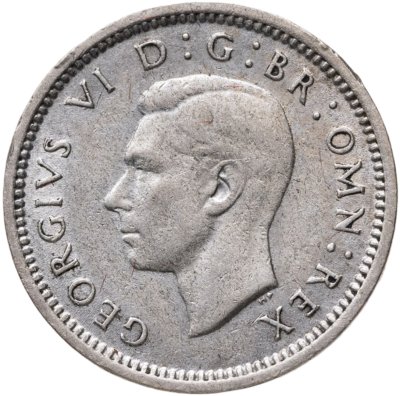 купить Великобритания 3 пенса (pence) 1938 Серебро /серый цвет/