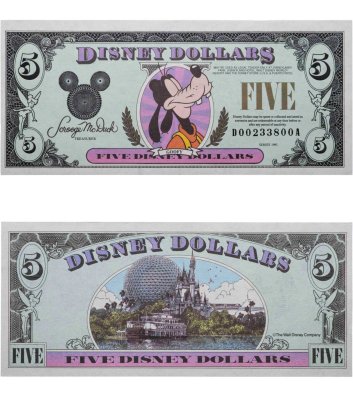 купить США 5 Дисней долларов 1993 серия DА