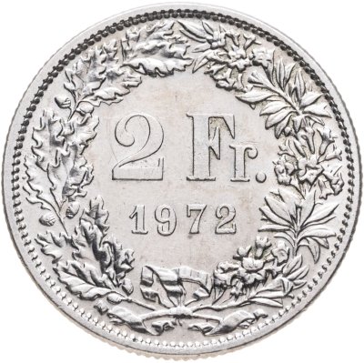 купить Швейцария 2 франка (francs) 1972