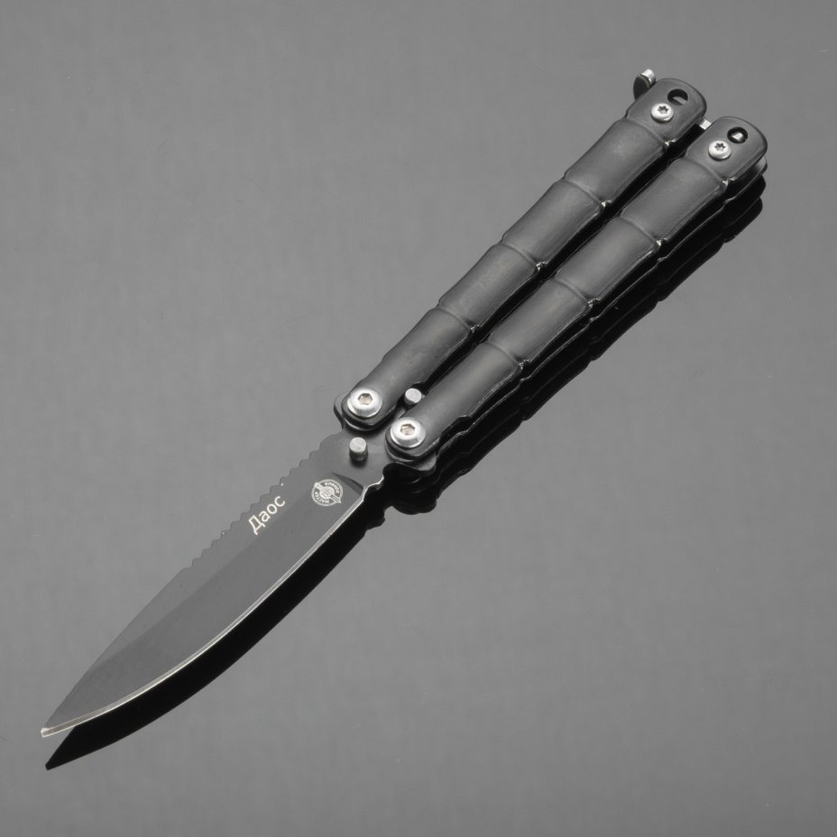 Нож бабочка Мастер К Даос, сталь 420 Black Coated, рукоять металл Black ...