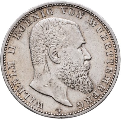купить Германия (Империя) 5 марок (mark) 1908 F Вюртемберг