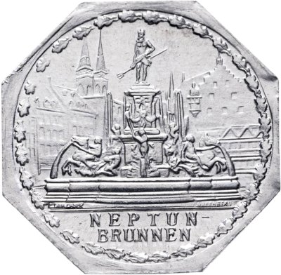 купить Германия (Нюрнберг) нотгельд 20 пфеннигов 1921 "Фонтан Нептуна" трамвайный жетон