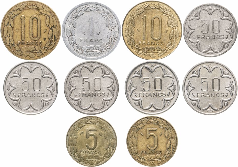 купить Центральная Африка набор из 10 монет 1973-1977
