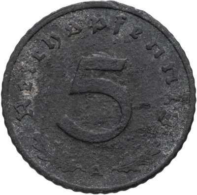 купить Германия, Третий рейх 5 рейхспфеннигов 1940, знак монетного двора: "А"