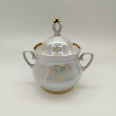 купить Сахарница, фарфор, золочение, люстр, Минский фарфорово-фаянсовый завод, СССР, 1968-1983 гг.