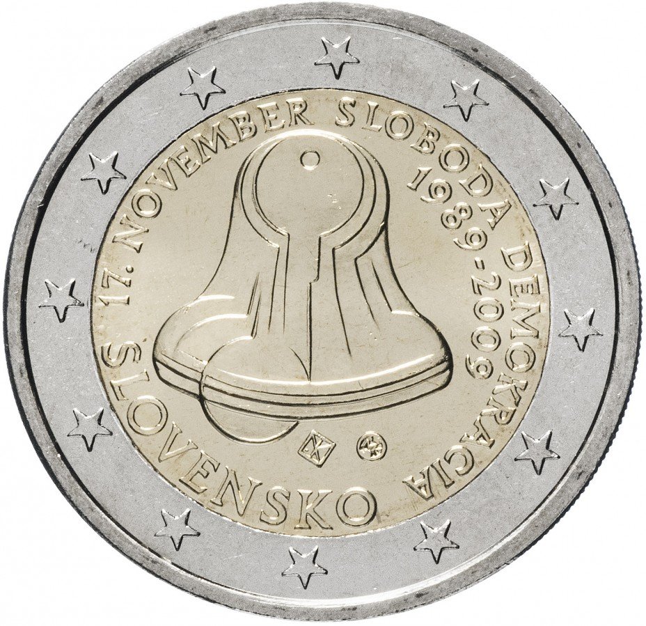 купить Словакия 2 евро 2009 "20-летие Бархатной Революции"