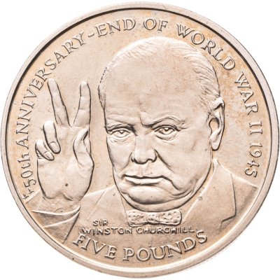 купить Остров Мэн 5 фунтов 1995 "50 лет окончанию Второй Мировой Войны"