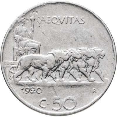 купить Италия 50 чентезимо (centesimi) 1920 Гладкий гурт