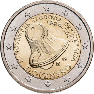 купить Словакия 2 евро (euro) 2009 20 лет Свободы и Демократии