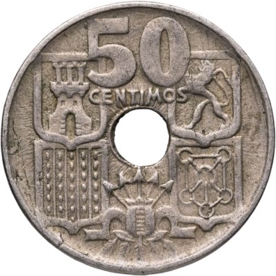 купить Испания 50 сентимо (centimos) 1949 Стрелы направлены вверх
