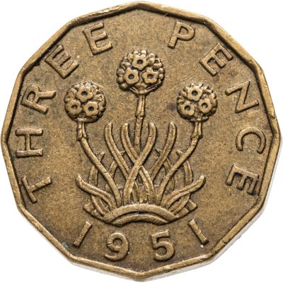 купить Великобритания 3 пенса (pence) 1951
