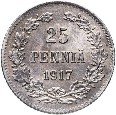 купить 25 пенни (pennia) 1917 S гербовый орел без короны Российская Финляндия
