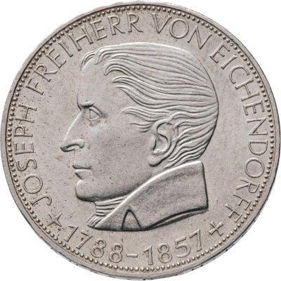 купить Германия 5 марок 1957 "100 лет со дня смерти Йозефа фон Эйхендорфа"