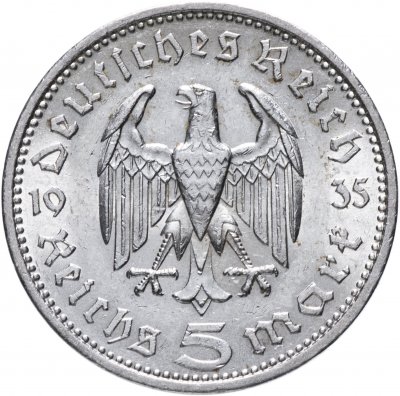 Купить Германия (Третий Рейх) 5 рейхсмарок (reichsmark) 1935 "А"