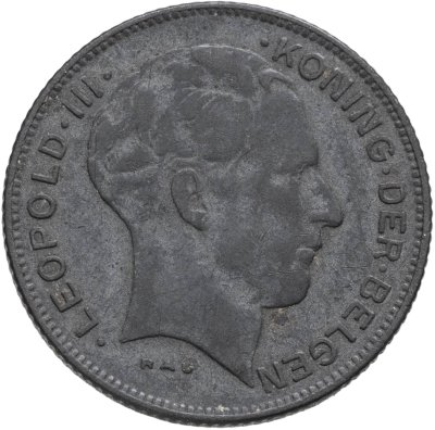 купить Бельгия 5 франков (francs) 1941 Надпись на голландском - 'DER BELGEN'
