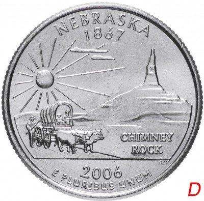 купить США 1/4 доллара (квотер, 25 центов) 2006 D "Штат Небраска"