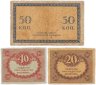 Купить Набор из 3 банкнот года 50 копеек и 20, 40 рублей "Керенка" 1915-1917