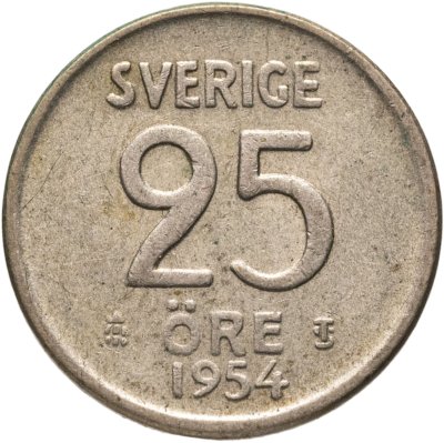купить Швеция 25 эре (ore) 1954