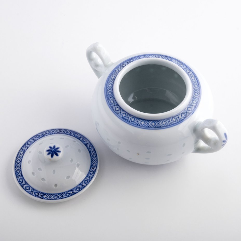 Сахарница с двумя ручками, фарфор, рисовый фарфор, деколь, Китай, 1960 ...