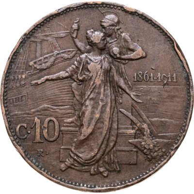 купить Италия 10 чентезимо (centesimi) 1911 "50 лет Королевству"