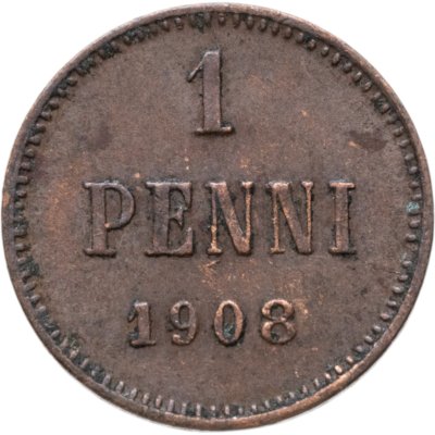 купить 1 пенни (penny) 1908, монета для Финляндии