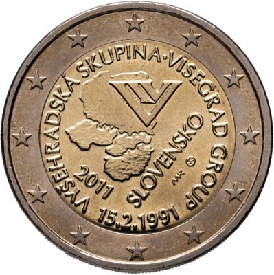 купить Словакия 2 евро 2011 "20 лет формирования Вишеградской группы"