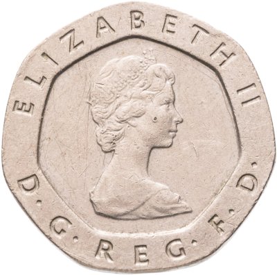 купить Великобритания 20 пенсов (pence) 1982 молодая королева