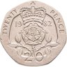 Купить Великобритания 20 пенсов (pence) 1982 молодая королева